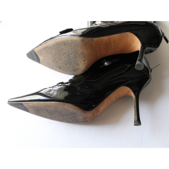 Jimmy Choo Patent Leather Front Strap Detail Ankle Boots Black Size 38.5 - Picture 8 of 9